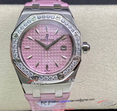 Super Clone Audemars Piguet Royal Oak Lady Pink Dial Diamond Bezel Watch